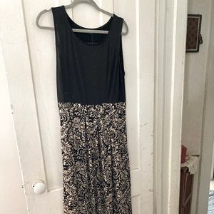 Long silky sleeveless maxi dress - Black and Tan